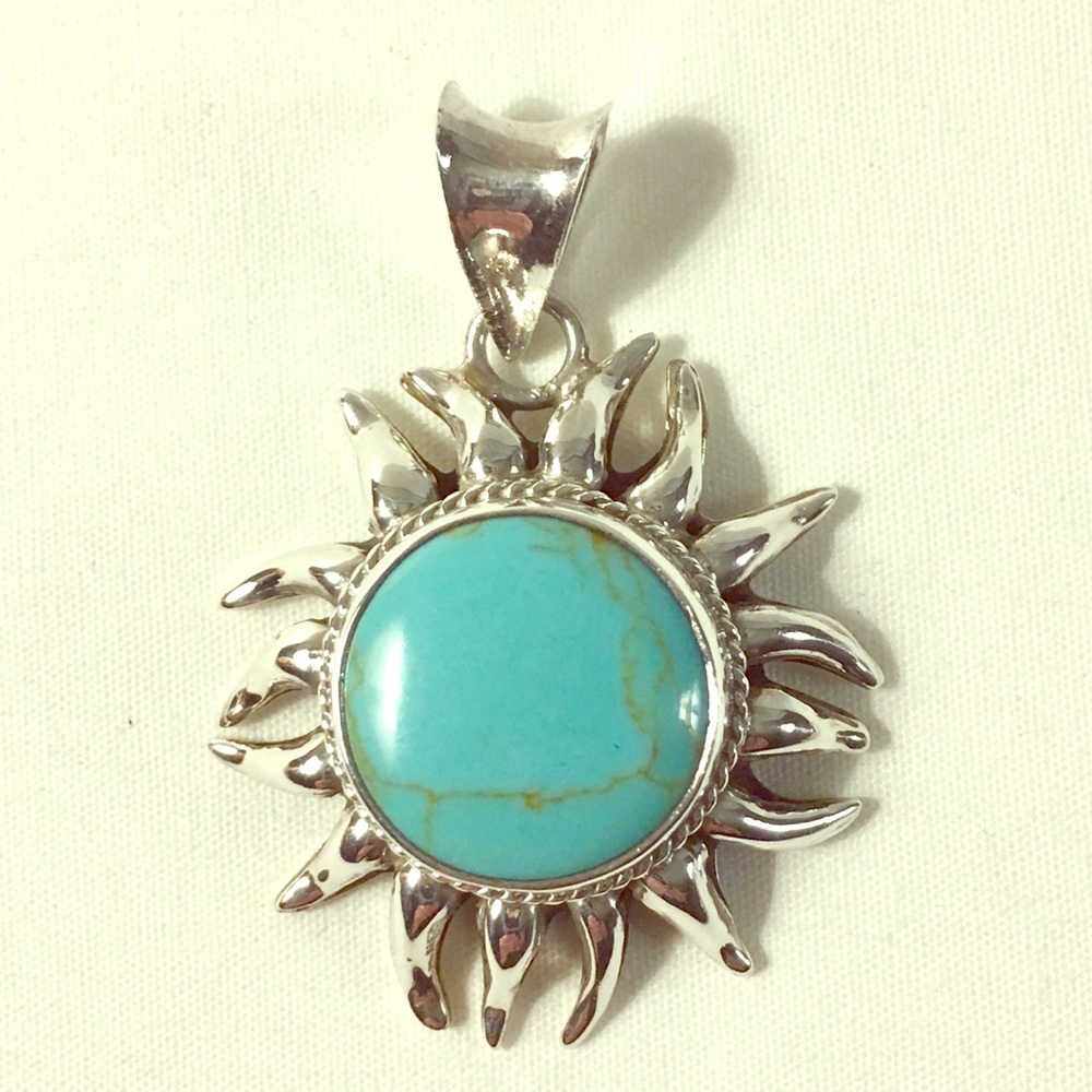 Sterling Silver & Turquoise Sun Pendant